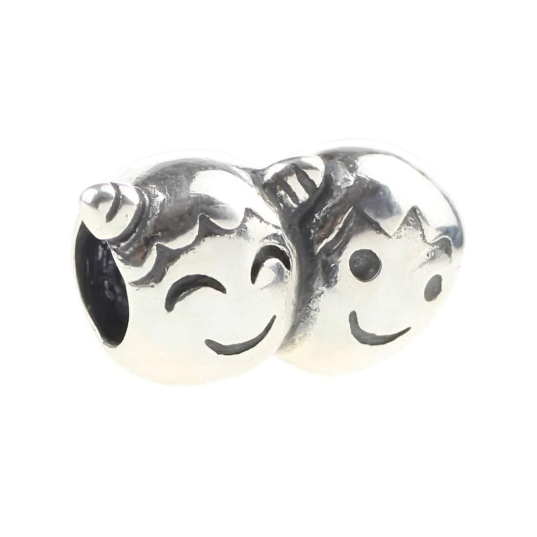Fashion Jewelry Happy Kids Smile Son and Daughter Charm .925 Sterling Silver