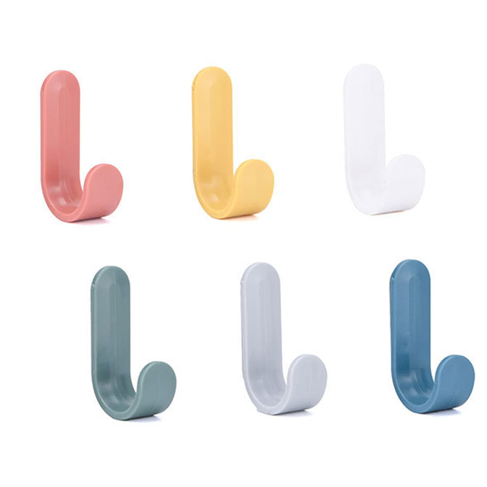 Adhesive Hooks Utility Wall Hooks Key Hooks for Wall Decorative Key Holder Rack Self Adhesive Wall Hooks for Towels, Hats, Shower, Kitchen, Living Room, Office(6 Pcs)