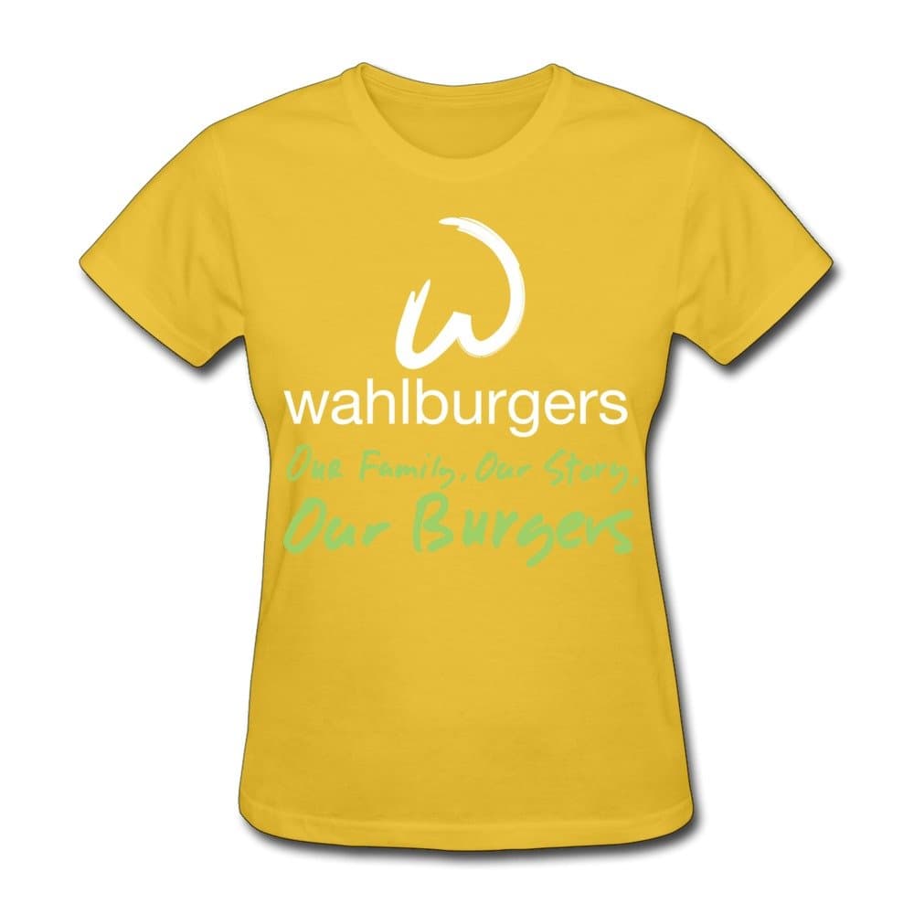 WXTEE Women's Wahlburger Family Story Burgers Tee Size XXL Yellow