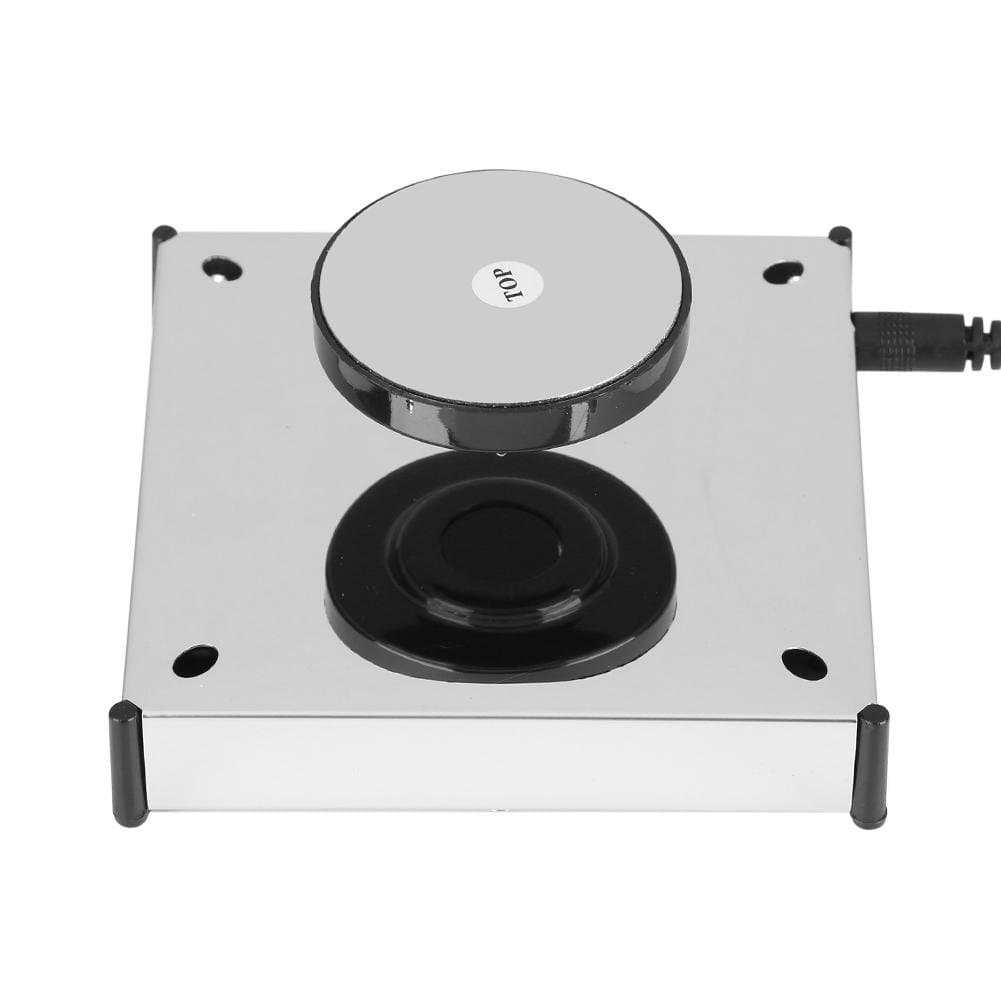 Magnetic Levitation Shelf, Stainless Steel 360° Rotating Magnetic Levitation Floating Show Shelf Display Platform with LED for Office Home Decor(US Plug)