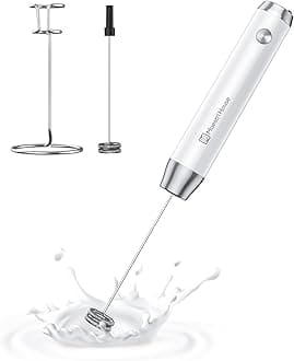 Maestri House Rechargeable Milk Frother with Stand, LunaFro Handheld Electric Foam Maker Waterproof Detachable Stainless Steel Whisk Drink Mixer Foamer for Lattes, Cappuccino