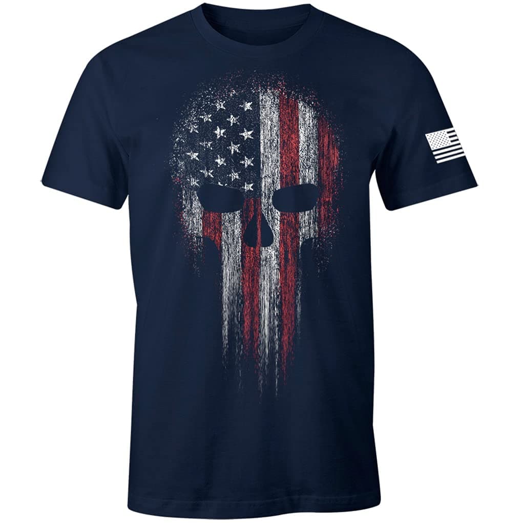 USA Military American Skull Flag Patriotic T-Shirt