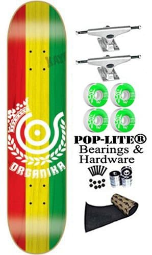 Organika Rasta Team 8.0 Skateboard Deck Complete Krux Trucks Bones 53mm Wheels Jessup Grip Tape Pop-Lite® Abec 7 Bearings