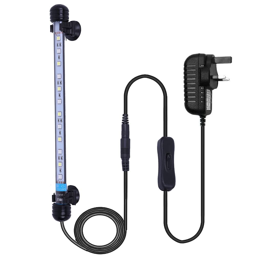 VARMHUS Submersible LED Aquarium Light, 28 cm Underwater Fish Lamp Waterproof Aquarium Lighting for Fish Tank (Blue and White Color)