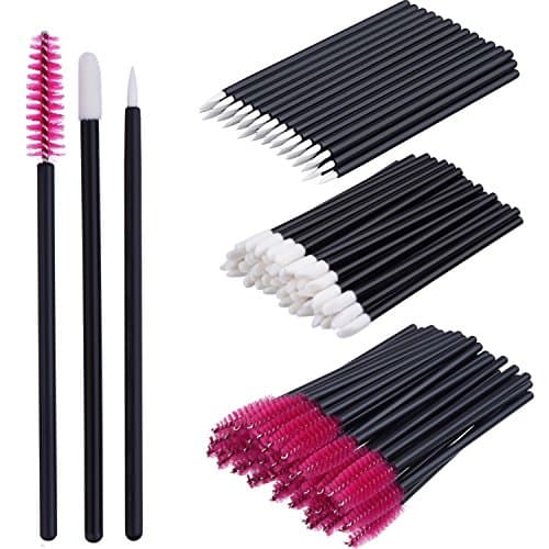 150 Pieces Disposable Lip Brushes Lip Gloss Applicator Wands Eyeliner Brushes Eyelash Mascara Brushes Makeup Tool Kits (Rose Red)