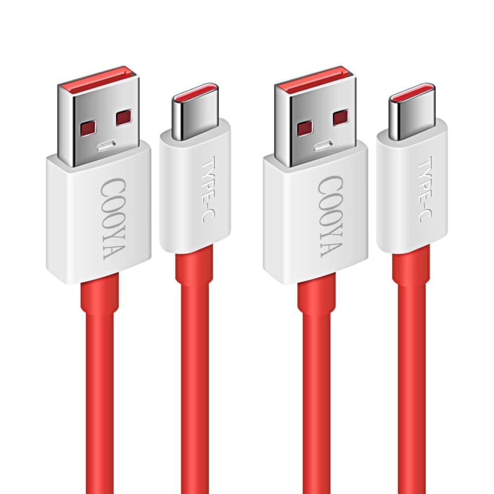 COOYA 2-Pcs USB C Charging Cable 80W 6ft for OnePlus 15 13 12 Open 11 10 Pro Nord N30 for Warp-Charging Cable for OnePlus 7 8 Pro 7T 6T 6 5T USB to Type-C Fast Charge Data Transfer Cord