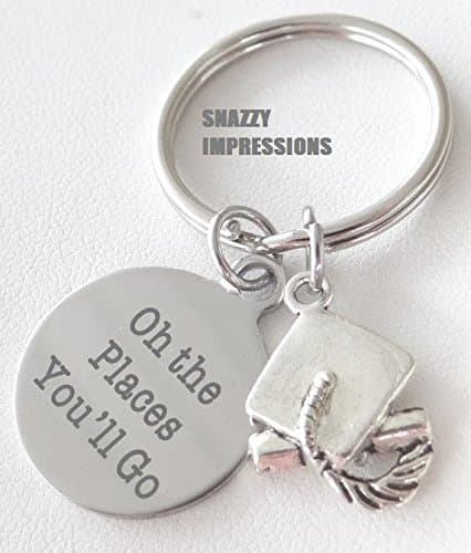 Oh the places you'll go keychain, graduation keychain, graduation cap, gift for graduation, gift for grad, class of 2017, high school grad, valentines gift