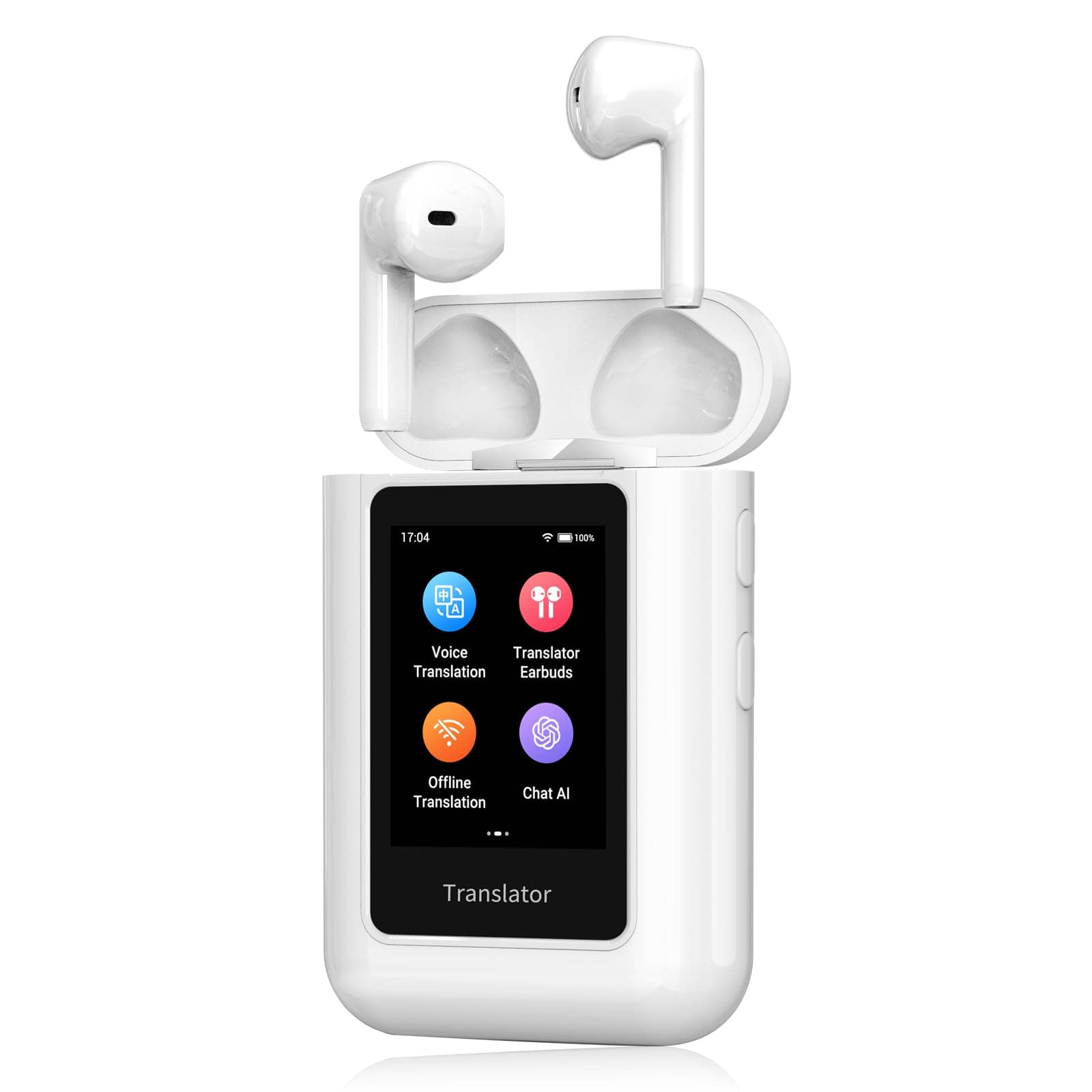 A8 AI Translator Earbuds 2025 Model ChatGPT Offline Translation Earbuds Real Time No APP Required Independent Use Language Translator Device for 144 Languages for Business Travel and Daily Use