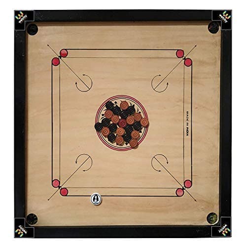 Webby Big Size Wooden Carrom Board with Wooden Coins & Striker, 32x32 Inch