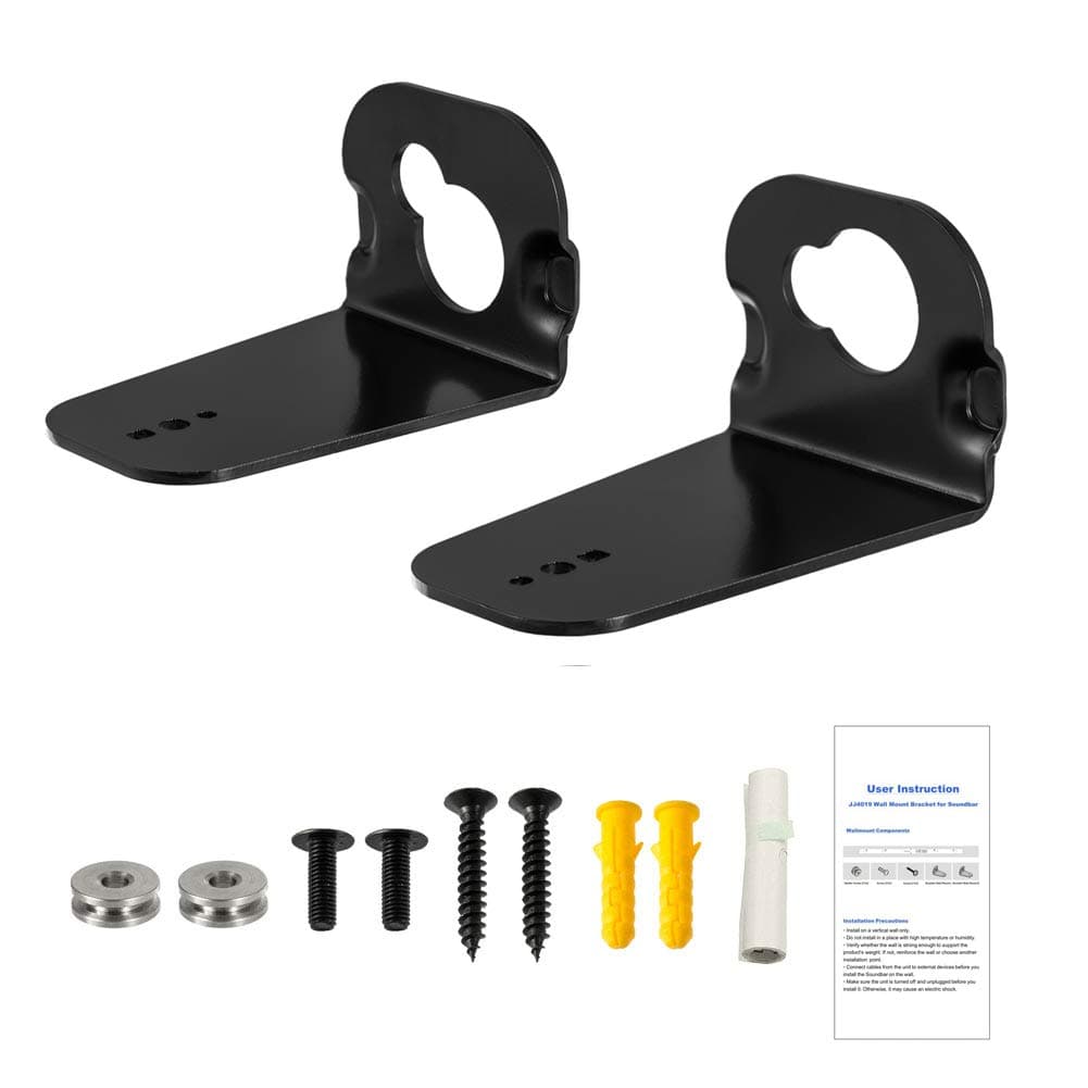 Yimaut Soundbar Wall Mount Bracket for Samsung HW-M360 HW-K550 HW-K550 HW-M550 HW-K650 HW-K430 HW-K335 HW-K651 HW-K450 Mount, 2 Pieces Black Wall Bracket Holder + Screws + Metal Holder Screws
