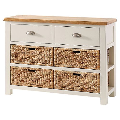 The Furniture Market Cotswold Cream Painted Large Console Table with Oak Top