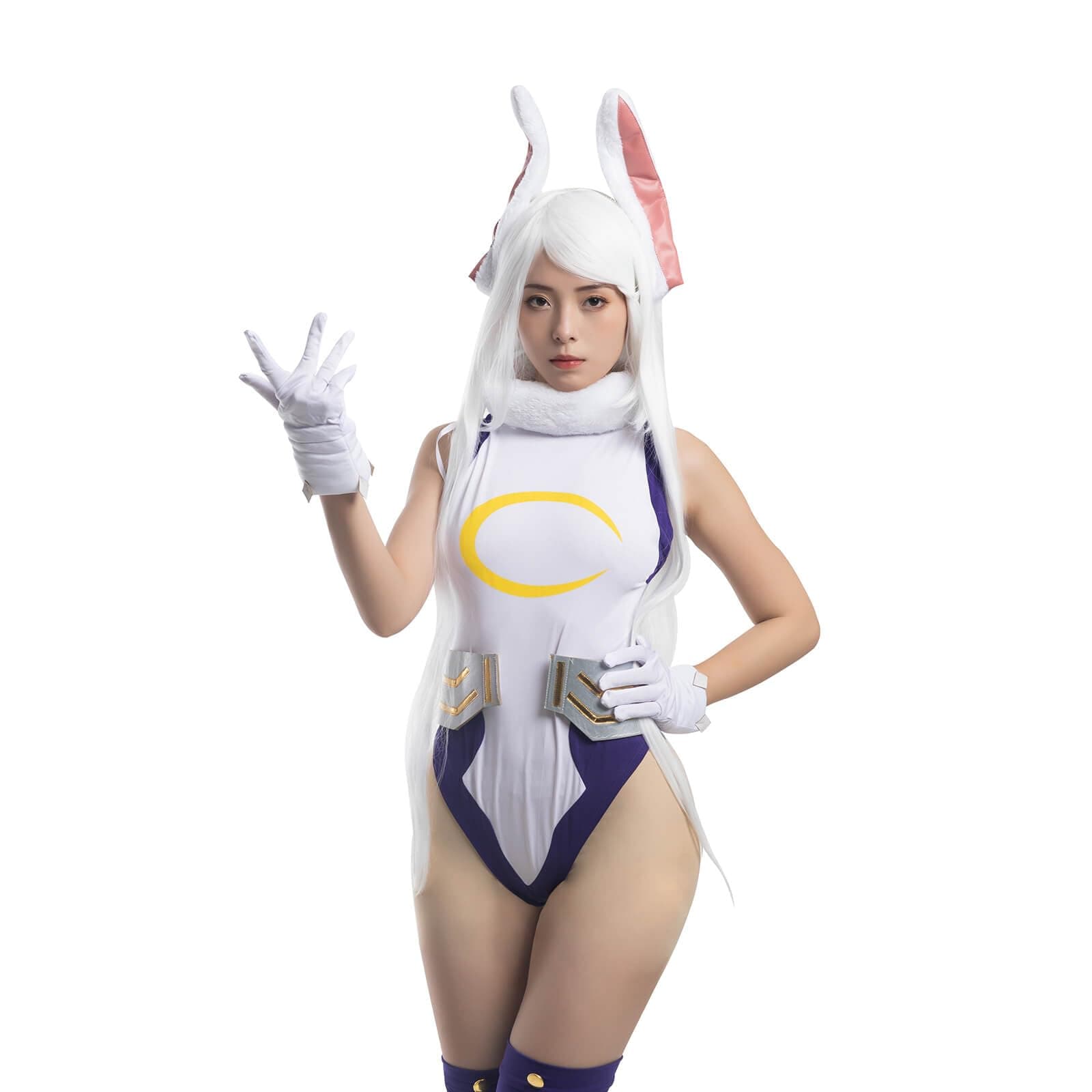 Nuoqi Miruko Cosplay MHA Rabbit Hero Mirko Cosplay Bunny Costume Bodysuit Bunny Hero Suit S/M