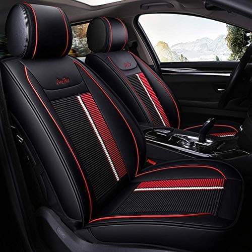 Car seat Covers Detachable Super Breathable Bright Color Ice-Silk & PU Leather Stitching Full Set Seat Protectiont for Most Types Car More Suitable for Summer