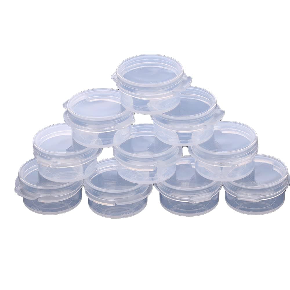 EORTA 50 Pcs Plastic Cosmetic Jar 5g Empty Clear Case with Snap Lids Portable Mini Storage Box Makeup Jar Sample Bottle Sealing Pot Cosmetic Containers for Sampling, Traveling, Mixing