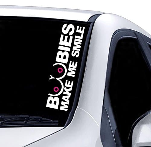 BOOBIES MAKE ME WINDSCREEN STICKER FUNNY CAR VAN 4X4 JDM DRIFT WINDOW PAINTWORK DECAL GRAPHIC