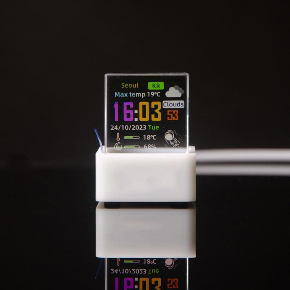 HolaCube WiFi Holographic Crystal 3D Photo Display, Smart Weather Station & Digital Clock with GIF Animations and Electronic Image Album Player for Desktop/Car Décor (White Base)