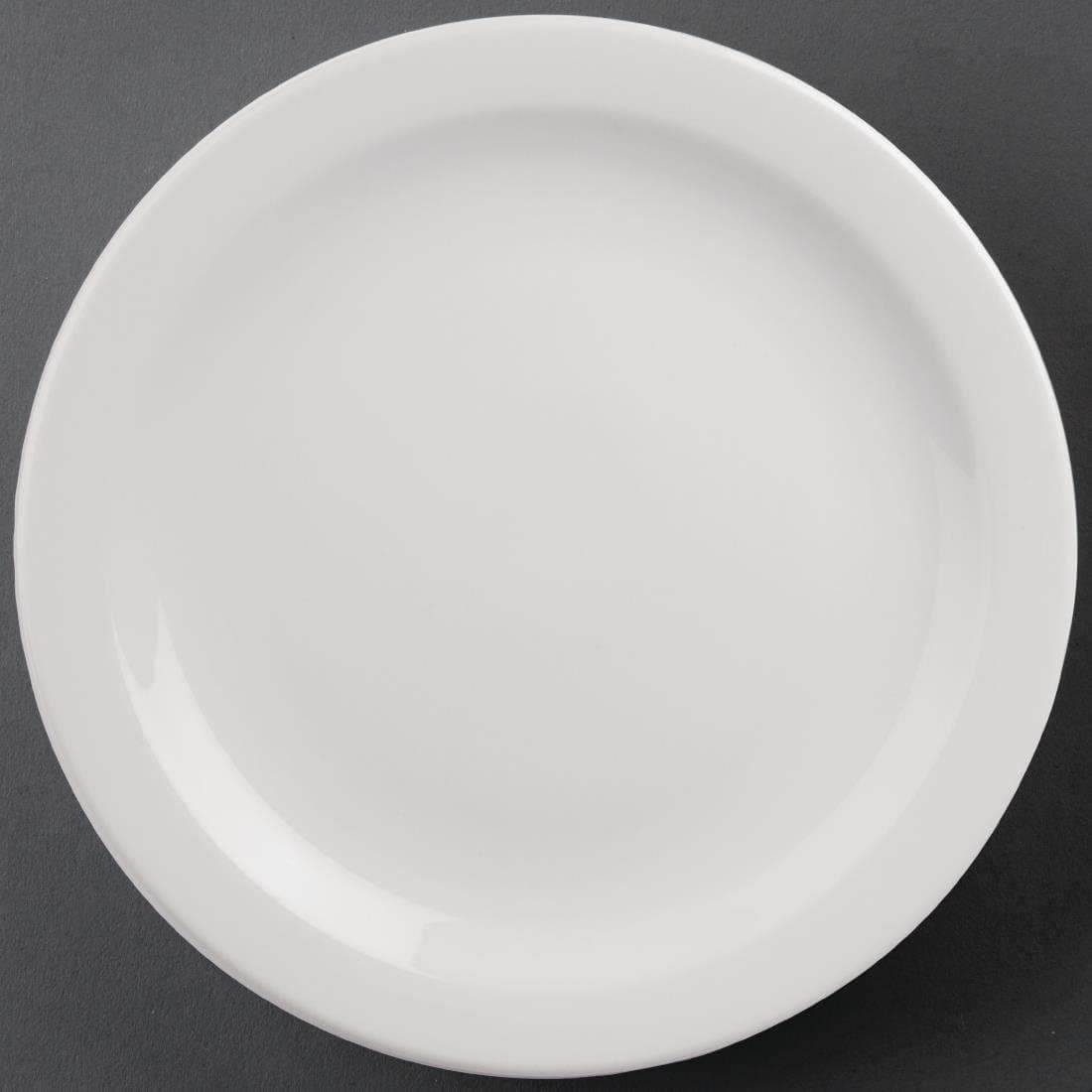 Athena Narrow Rimmed Plates 284mm/11 1/4 Pack of 6 - White Fully Vitrified Porcelain Dinner Set Restaurant Tableware Dishwasher Safe CF365