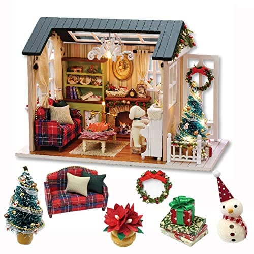 Kisoy Romantic and Cute Dollhouse Miniature DIY House Kit Creative Room Perfect DIY Gift for Friends,Lovers and Families (Sunny Holiday Time)