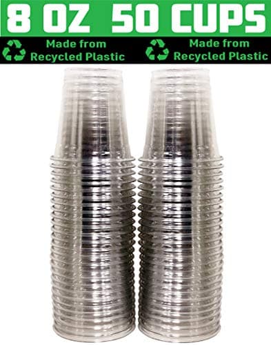 [50 Pack - 8 oz.] Earth - Friendly Eco Crystal Clear R - PET Recycled Plastic Cups [Cups Only, Lids Sold Separately]