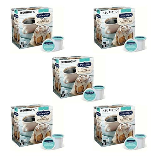 Cinnabon Classic Cinnamon Roll Keurig Single-Serve K-Cup Pods, Light Roast Coffee, 18 Count (Pack of 5)