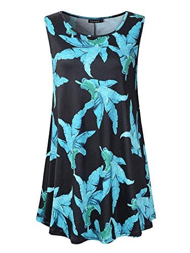 Veranee Women's Sleeveless Swing Tunic Summer Floral Flare Tank Top (X-Large, 6-31)