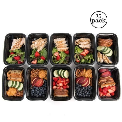 Ecojoy Meal Prep Containers [15 Pack] Single 1 Compartment with Lids, Food Storage Bento Box | BPA Free | Stackable | Reusable Lunch Boxes, Microwave/Dishwasher/Freezer Safe,Portion Control (32 oz)