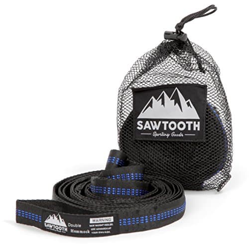 Sawtooth Sporting Goods Hammock Tree Straps Set of 2 Heavy Duty, Long, No Stretch, Adjustable, Lightweight, Portable, Tree Friendly Design – 600lbs Capacity – for Camping, Hiking & Backpacking
