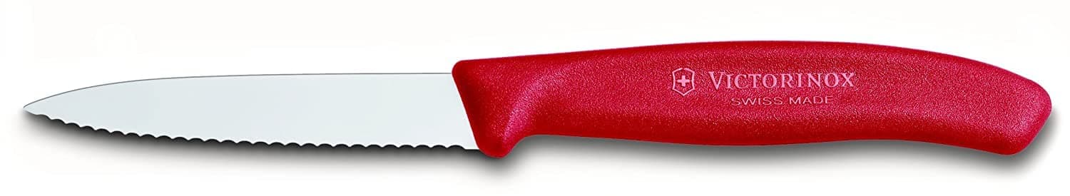 Victorinox 3.25 Inch Swiss Classic Paring Knife with Serrated Edge, Spear Point, Red