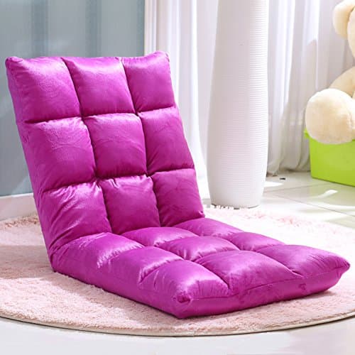 Selani™ Adjustable Floor Chair Folding Couch Sofa Six-Position Multiangle Lazy Man Chair Soft Cushion Foldable Tatami Foldable Recliner Lounge Chair Home Essential Sofa (Purple)
