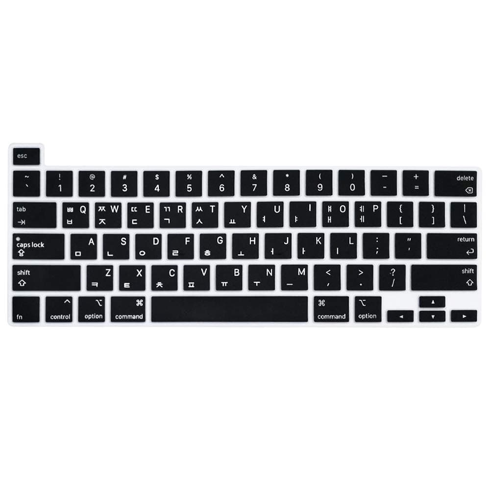 Ultra Thin Korean Keyboard Cover Skin for MacBook Pro 13 Inch 2022 2021 2020 (Apple M2 Chip/M1 Chip A2338/A2289/A2251) and 2020-2019 MacBook Pro 16 Inch (A2141) Protector (Black)