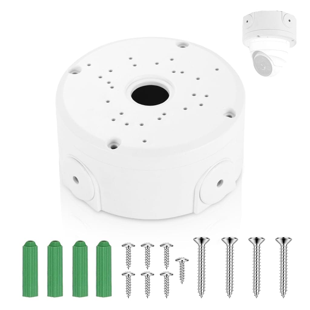 ZORBES® Waterproof Bullet Security Camera Mount Bracket with Metal Enclosure, White ABS Junction Box, Hides Cables for Outdoor CCTV, Easy Install, Fits IP/POE Cams(3.94x1.89 in