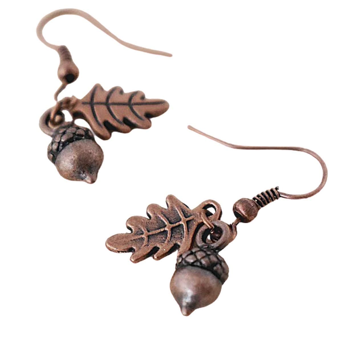 Enchanted LeavesEnchanted Leaves - Copper Acorn Earrings - Cute Tiny Fall Acorn Charm Earrings