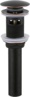 Angle Simple Bathroom Sink Drain with Overflow, Brass Pop Up Sink Stopper for Sink with 1.61 to 2 Inches Drain Hole, Oil-Rubbed Bronze