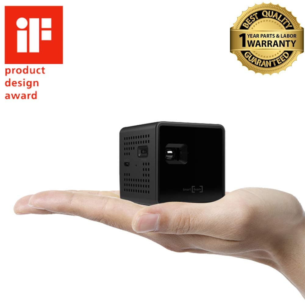 UO Smart Beam LED Projector [for USB Type-C connectivity Devices & PC] Including Micro HDMI to HDMI Cable and USB C-Type Connector, Perfect for Kids Room Travelers RVs Campers (UO Smart Beam Black)