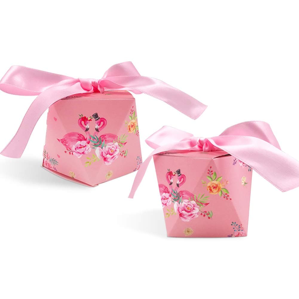 24pcs Flamingo Favor Boxes Hawaiian Tropical Flamingo Party Favor Bags for Kids Birthday Hawaiian Luau Tropical Party Decorations, Flamingo Theme Party Supplies