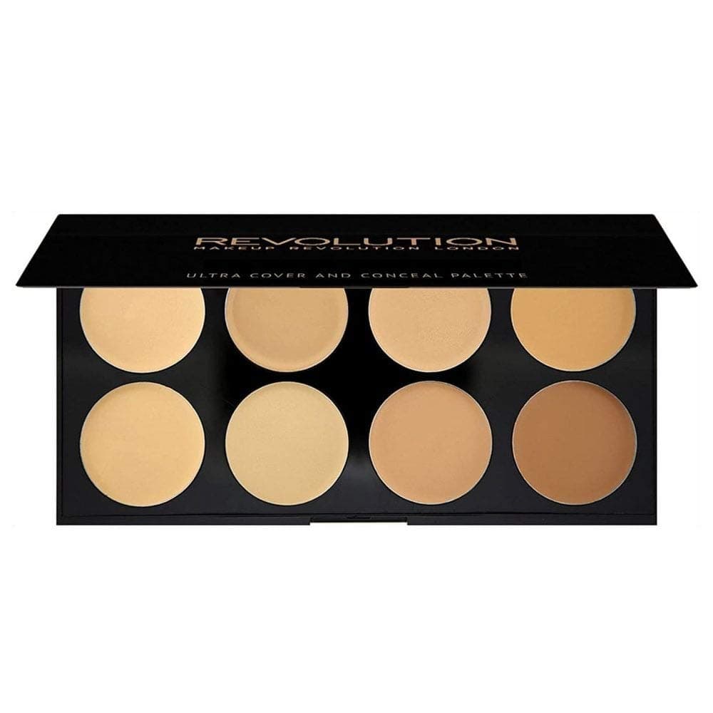 Makeup Revolution Ultra Cover & Concealer Palette, Ultimate Coverage, Light, 8 Shades, 10g