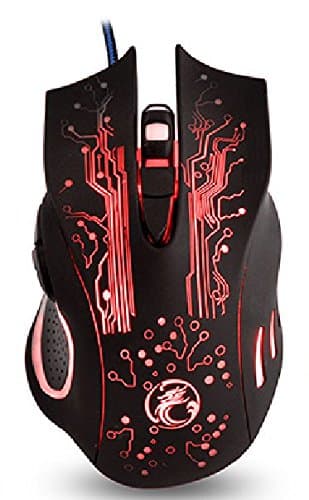 Apedra Wired Optical Gaming Mouse, Ghost Knight X9, LED Backlit, 2400 DPI 4 Adjustable DPI Mice 6 Programmable Buttons Gaming Mice (3 Adjustable DPI)