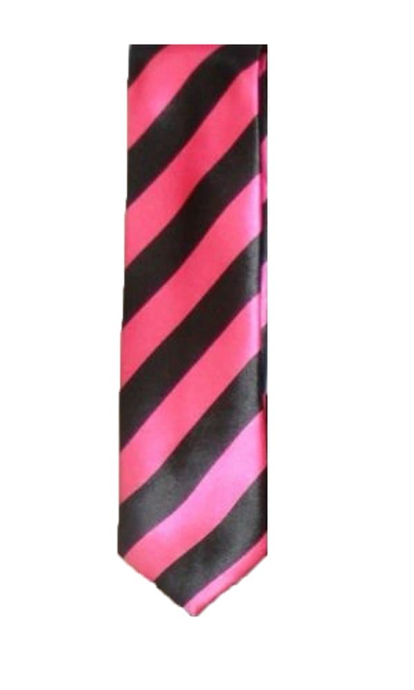 Funky Skinny Ties In Striped Design Inc Pink, Red, Blue Plus More (Pink & Black)