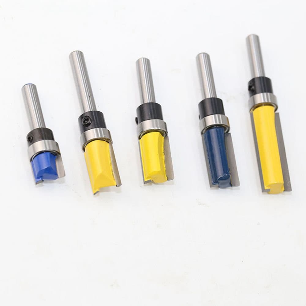 MuZuZi Template Router Bits Set 5pcs 1/4" Flush Trim Bit Woodworking Milling Cutter 0.25 inch