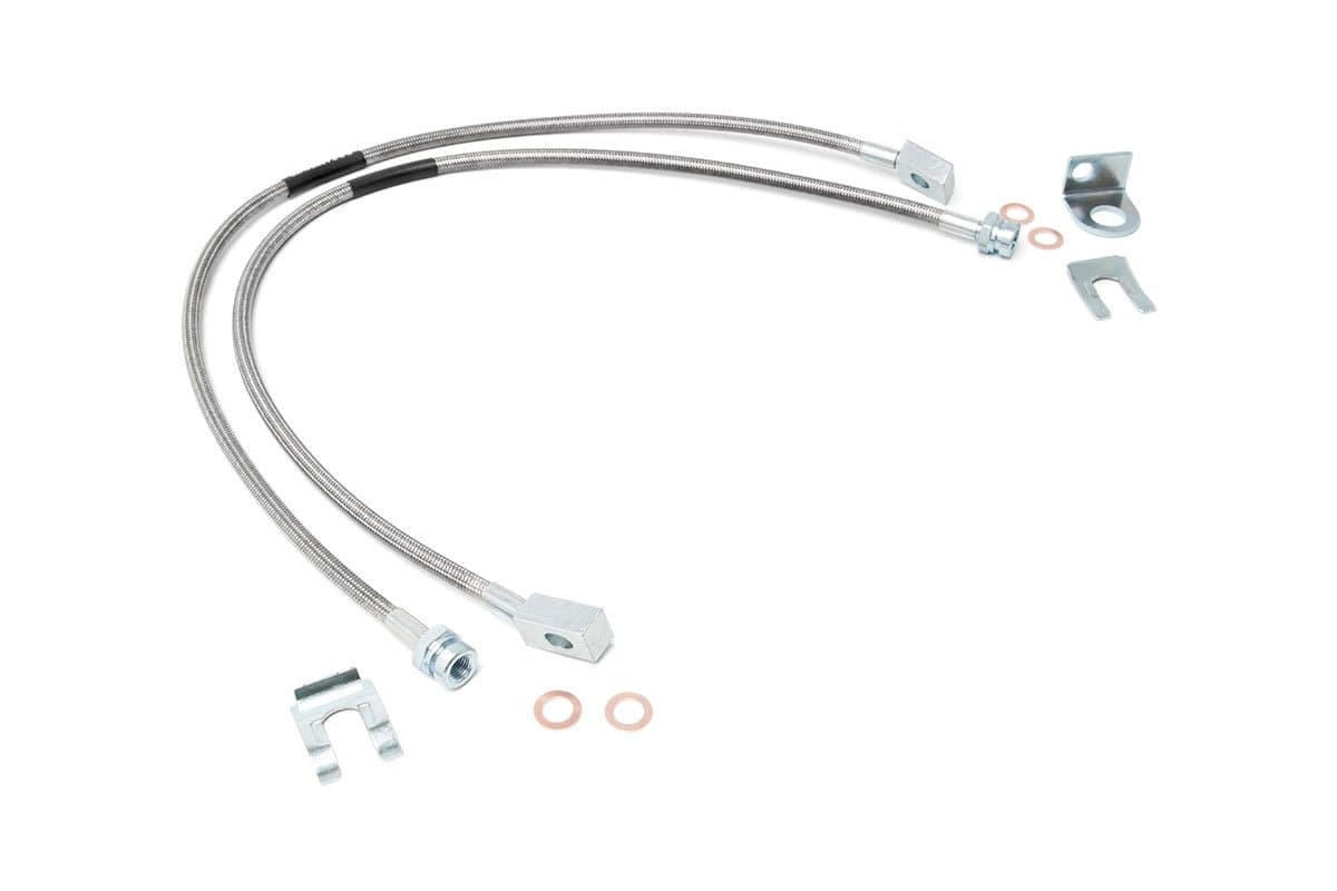 Rough Country Front Extended Stainless Brake Lines (Fits) 87-06 Jeep Wrangler Yj Tj / 84-01 Cherokee Xj | 4-6" | 89702
