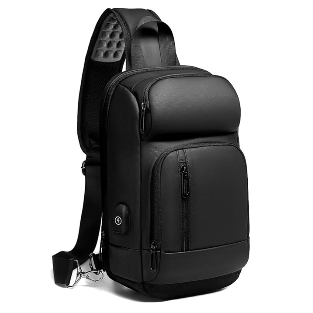 TUCUXYSling Backpack for Men Cross Body Shoulder Bag with USB Waterproof Lightweight
