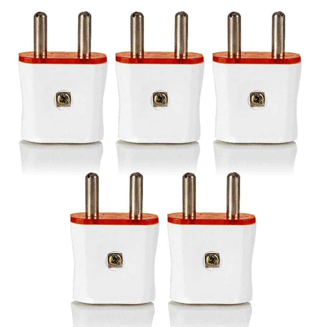 Hi-PLASST 6A 2 Pin Plastic Plug Top 240V Royal Male Plug for Fan Table, Mixers, Electric Choppers, Lights, LEDs, Air Coolers, etc. (7 cm, 3.5 cm, 2 cm) (Royal-2 Pin, 5.00)