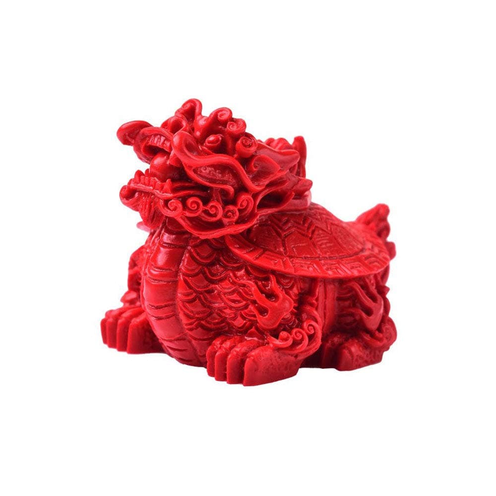 Wixine 1Pcs 2.2 Inch Cinnabar Red Jade Hand-Carved Dragon Tortoise Pendant