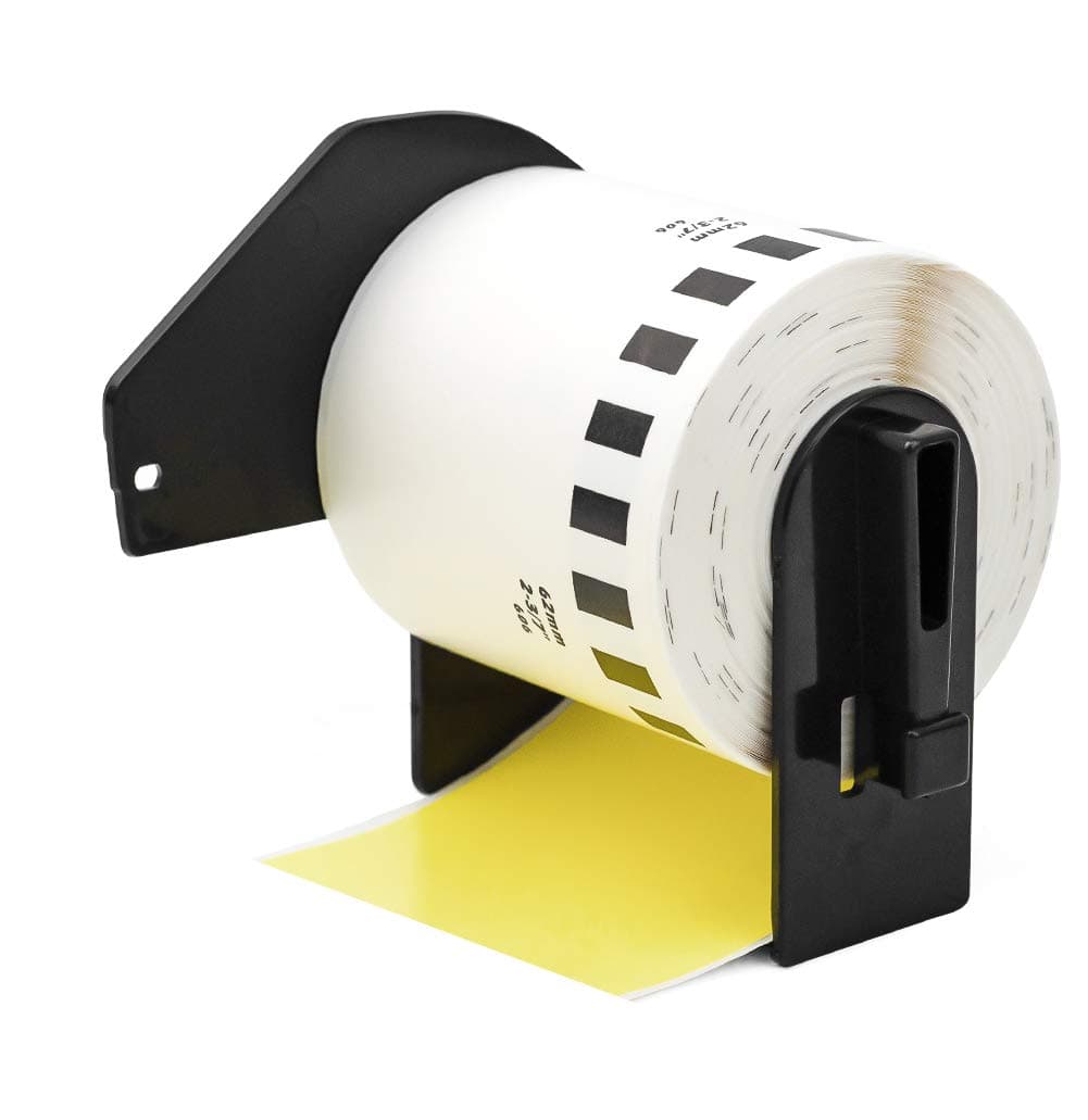 Label Orison DK-2606 Continuous Length Film Label Compatible with DK2606 Yellow Tape 2.4 in x 50 ft (62 mm x 15.2 m) with Non-refillable Cartridge,1 Roll