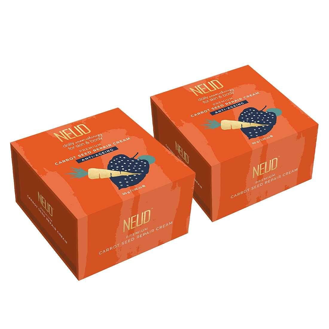 NEUD Carrot Seed Premium Skin Repair Cream for Men & Women - 2 Packs (50 g Each)