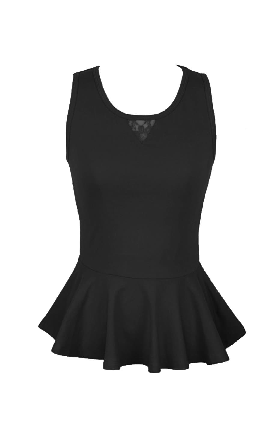 2LUV Women's Sleeveless Peplum Top W/Sheer Lace Back