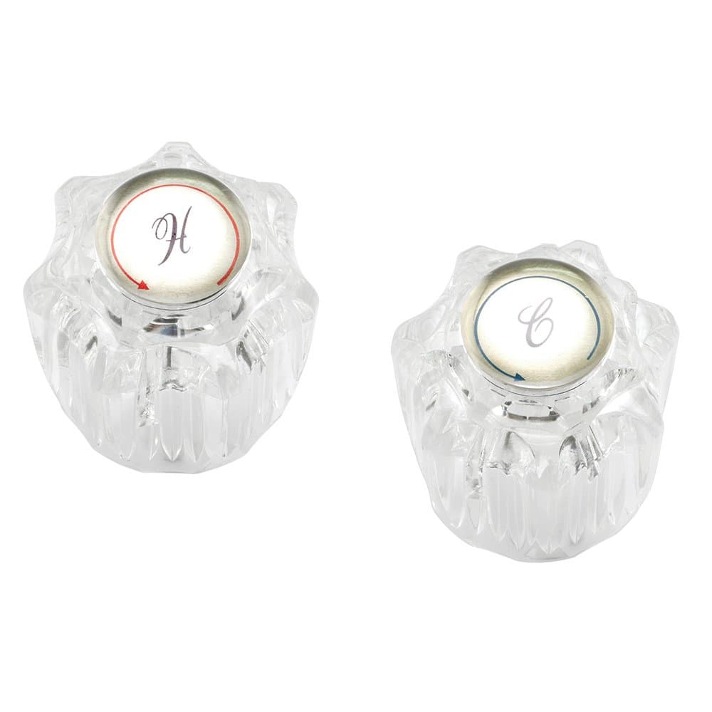 MP54260 Hot and Cold Faucet Handles, 1-5/8 In. Height, Clear Acrylic, Fits Delta (2 Pack)