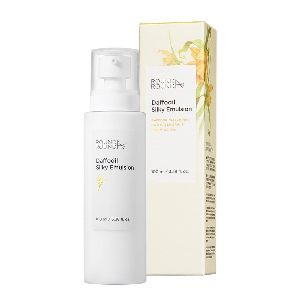 [ROUND A'ROUND] Daffodil Silky Emulsion 100ml - Skin Smooth Milky Facial Lotion, 78& of Daffodil & Lemon Extract Contained, Makes Silky & Clear Skin