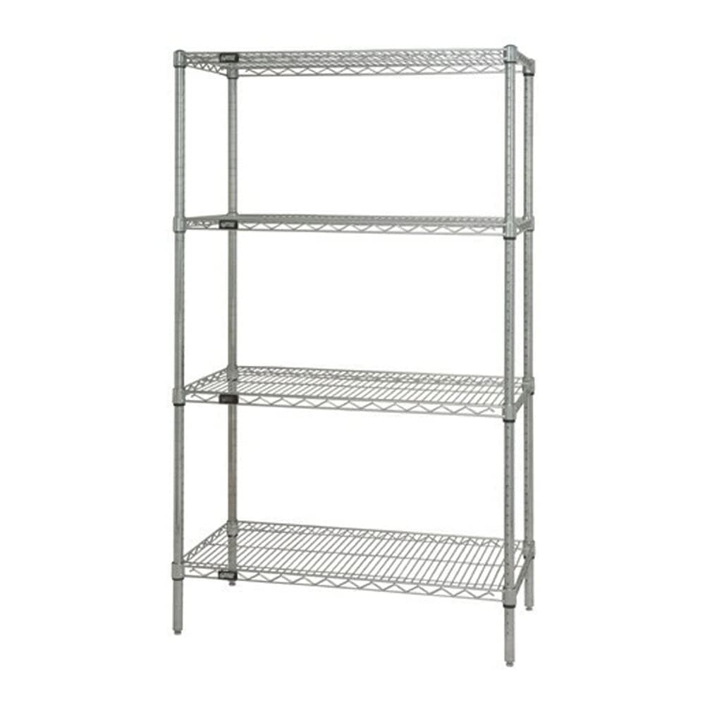 Quantum Storage Systems WR54-2436C Starter Kit for 54" High 4-Tier Wire Shelving Unit, Chrome Finish, 24" Width x 36" Length x 54" Height