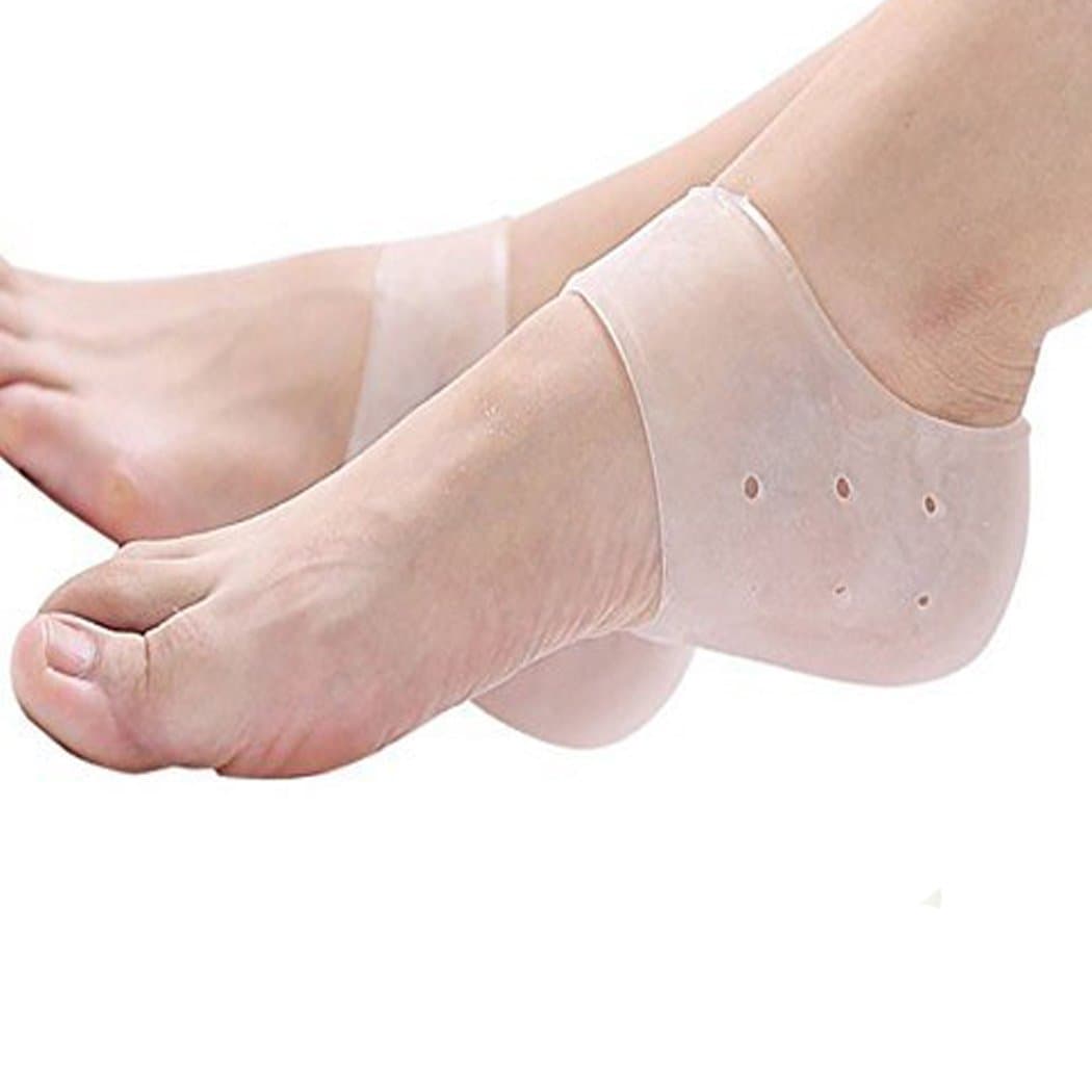 LIATEHAGE Heel Pads for Plantar Fasciitis Breathable Gel Foot Sleeve for Pain Relief (One Size, Transparent1) (Transparent1)